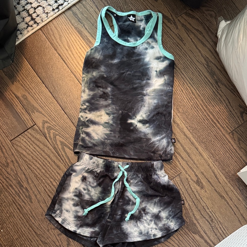 Stylish Kids Tie-Dye Matching Set - Black and Blue